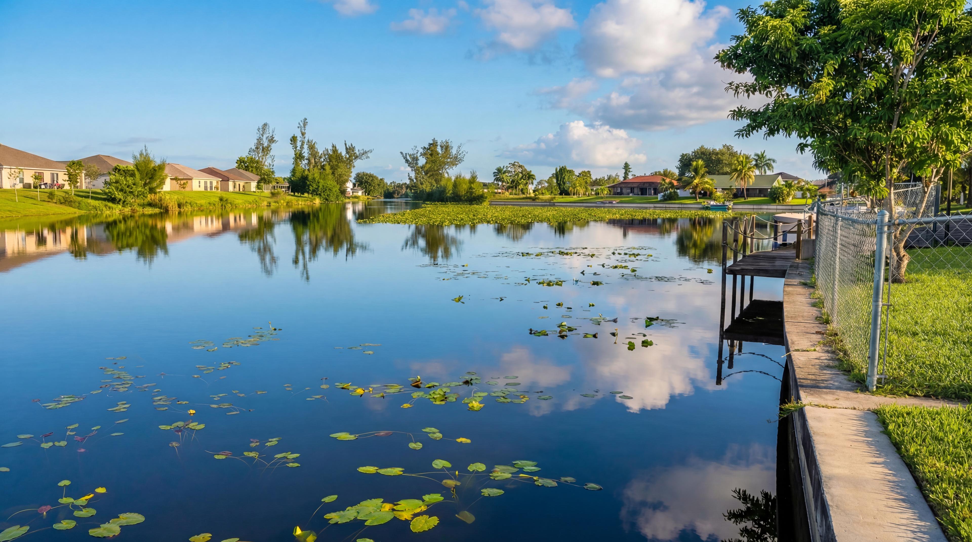 Serene canal waterway